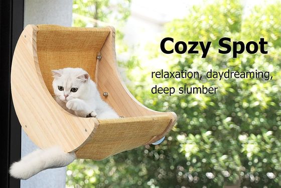 ISO9001 2008 Certified FSCI BSCI Cat Hammock Bed Shelves Mounted With Strong Suction Cups