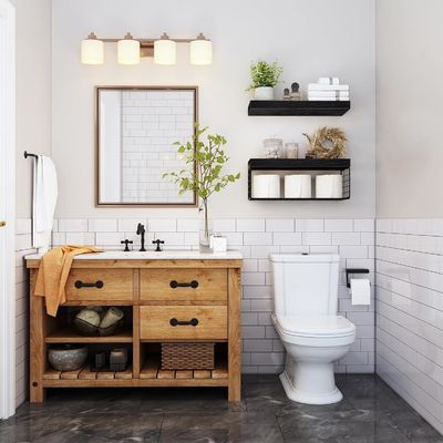 Basins Wood Bathroom Shelves Over Toilet Wall Mounted Floating Shelves Farmhouse Shelf Toilet Paper Storage