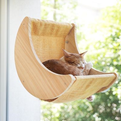ISO9001 2008 Certified FSCI BSCI Cat Hammock Bed Shelves Mounted With Strong Suction Cups