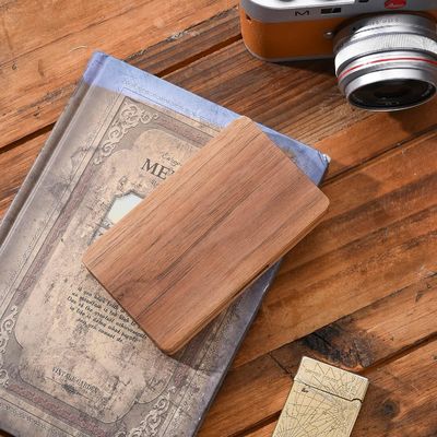 Black Walnut Wood Square Card Case with Magnetic Closure Wooden Business Card Holder