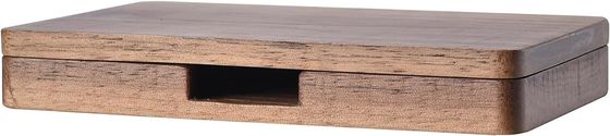 Black Walnut Wood Square Card Case with Magnetic Closure Wooden Business Card Holder