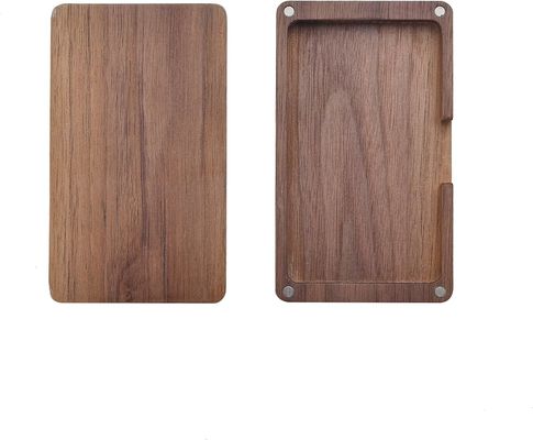 Black Walnut Wood Square Card Case with Magnetic Closure Wooden Business Card Holder