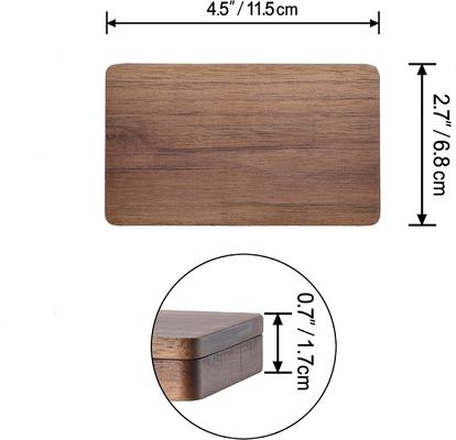Black Walnut Wood Square Card Case with Magnetic Closure Wooden Business Card Holder