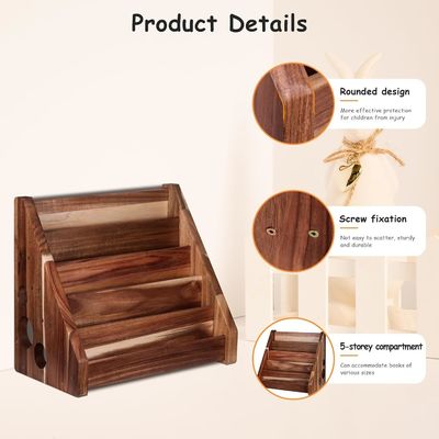 Functional Design Montessori Display Shelf Carved Wooden Bookcase for Kid's Classroom