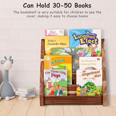 Functional Design Montessori Display Shelf Carved Wooden Bookcase for Kid's Classroom