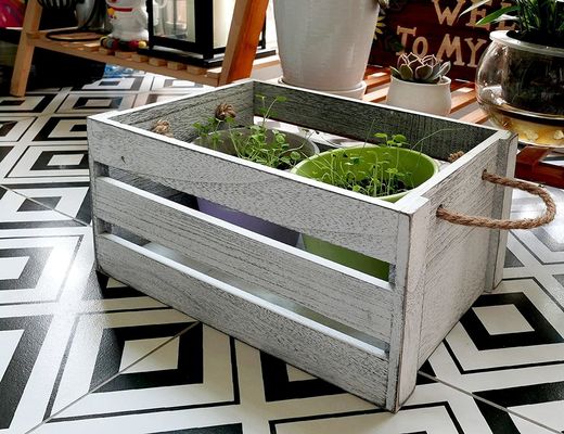 Home Decoration Wooden Crates with Handle in Brown Gray or Custom Color