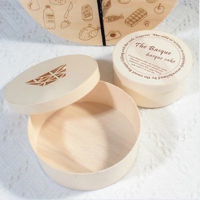 Round Box for Burger Cake Tray Customized Logo Acceptable Compostable Wood Container