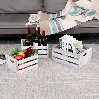 Home Decoration Wooden Crates with Handle in Brown Gray or Custom Color
