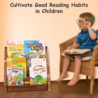 Functional Design Montessori Display Shelf Carved Wooden Bookcase for Kid's Classroom