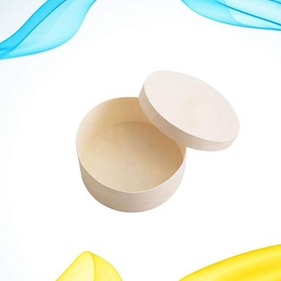 Round Box for Burger Cake Tray Customized Logo Acceptable Compostable Wood Container