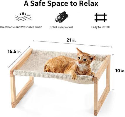 Mail Packing Y Wooden Cat Hammock 21 X 16.5 Inch Elevated Pet Furniture Wood Color