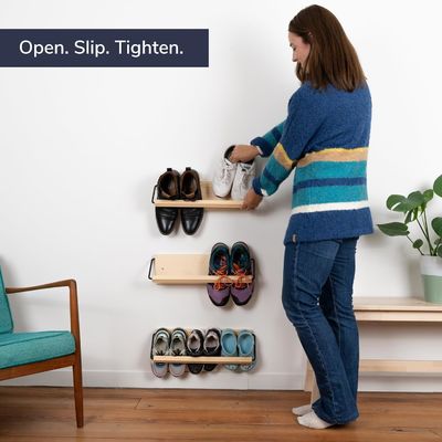 Wall Mounted Wooden Modern Slim and Small Shoe Storage Solution for Shoes in Kitchen