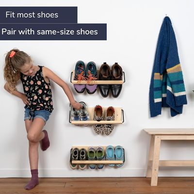 Wall Mounted Wooden Modern Slim and Small Shoe Storage Solution for Shoes in Kitchen