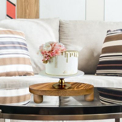 Plain Wooden Box 2 Pack Wood Riser Plant Stool Display Rack Round Pot Flower Pedestal Retro Plant