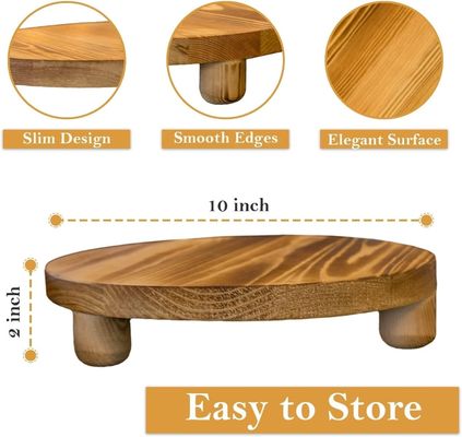 Plain Wooden Box 2 Pack Wood Riser Plant Stool Display Rack Round Pot Flower Pedestal Retro Plant