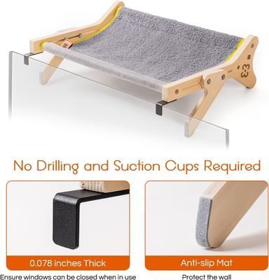 ISO9001 2008 FSCI BSCI Certified Wood Cat Window Perch Holds Up To 40 Lbs 2 In 1