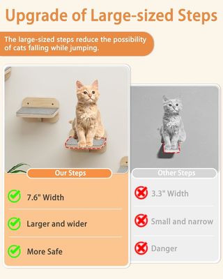 Home Furniture Custom Size Wall Mounted Cat Furniture Corner Climbing Shelf Perches With 3 Wide Steps