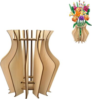 Occasion Anniversary Wooden Puzzle Flower Vase for Lego Flower Bouquet Building Set