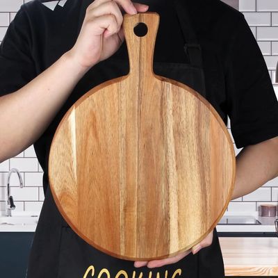 Acacia Wood Cutting Board With Handle Eco Friendly Cheese Bread Wooden Chopping Board Round Paddle