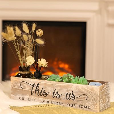 Wooden Rectangular Planter Box for Rustic Centerpieces Customized Logo Acceptable
