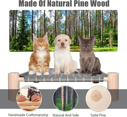 Wooden Elevated Dog Cat Bed And Cat Hammock Bed Enhances Your Pet's Comfort And Health