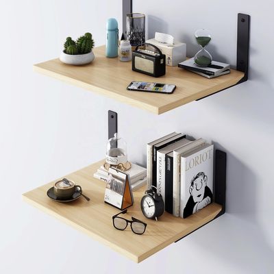 Wooden Floating Shelves for Modern Wall Display in Stylish Living Room