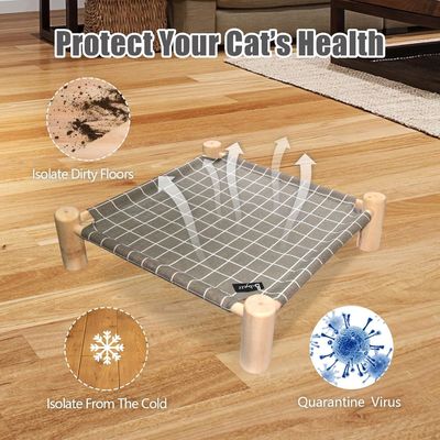 Wooden Elevated Dog Cat Bed And Cat Hammock Bed Enhances Your Pet's Comfort And Health