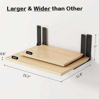 Wooden Floating Shelves for Modern Wall Display in Stylish Living Room