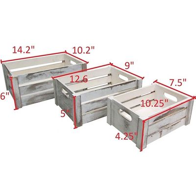 Set of 3 Wooden Crates with Rope Handles European Regional Feature Wood Material
