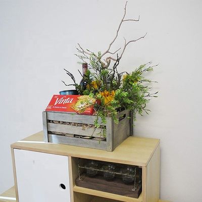 Set of 3 Wooden Crates with Rope Handles European Regional Feature Wood Material