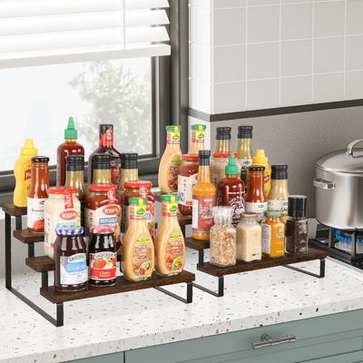 Household Wooden Laundry Shelf Organizer for Rustic Display Tiered Perfume and Cologne