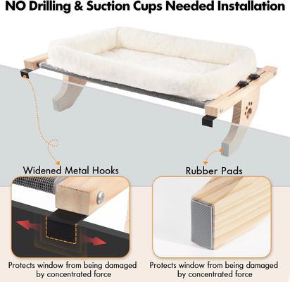 Customized Size Easy To Adjust Window Sill Wood Cat Bed Window Hammock for Living Room