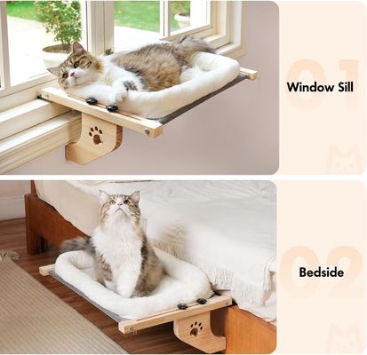 Customized Size Easy To Adjust Window Sill Wood Cat Bed Window Hammock for Living Room