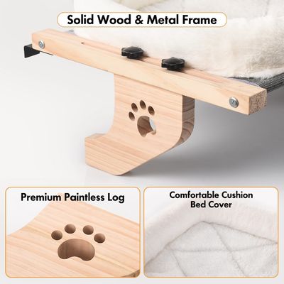 Customized Size Easy To Adjust Window Sill Wood Cat Bed Window Hammock for Living Room