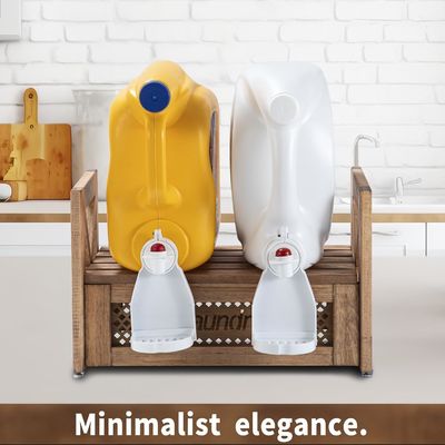 Wooden Laundry Organizer Durable Stand for Detergent Softeners Enhances Farmhouse Charm