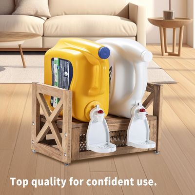Wooden Laundry Organizer Durable Stand for Detergent Softeners Enhances Farmhouse Charm