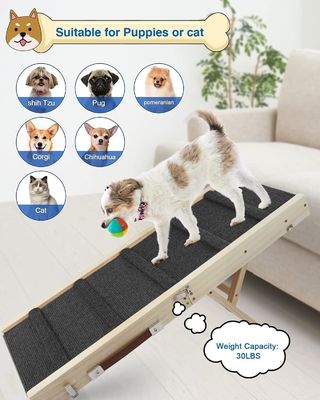 Wooden Folding Portable Pet Ramp Wooden Dog Step for Bed Pine Wood Adjustable Dog Ramp