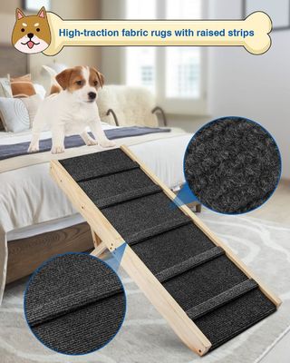 Wooden Folding Portable Pet Ramp Wooden Dog Step for Bed Pine Wood Adjustable Dog Ramp