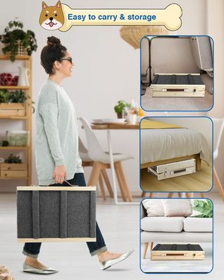 Wooden Folding Portable Pet Ramp Wooden Dog Step for Bed Pine Wood Adjustable Dog Ramp