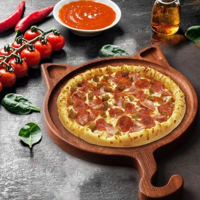 7''8''10'' Irregular Wooden Round Cat Display Plate Handmade Solid Wood Pizza Plate