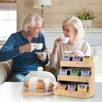 Other Gift Craft 3-Tier Bamboo Tea Bag Storage Holder Holds 180 Bags in Pine Wood Color