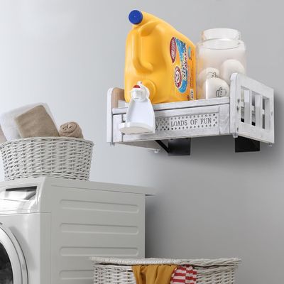 Transform Your Laundry Room with this Wall-Mounted Wooden Detergent Holder and Shelf