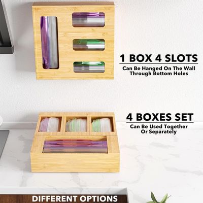 Custom Logo TIMBER Bamboo Storage Organizer for Variety Size Bags Silk-Screen Printed