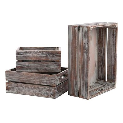 Europe Regional Feature Home Deco Unfinished Solid Pine Wooden Crates 3-Pack for Wine