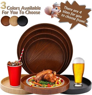 Wooden Plain Color Round Serving Tray 9.5 Inch Perfect for Home Decor or Coffee Table