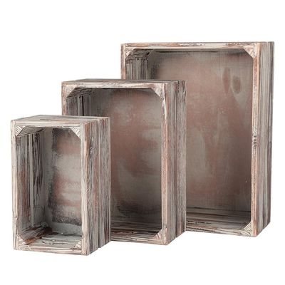 Europe Regional Feature Home Deco Unfinished Solid Pine Wooden Crates 3-Pack for Wine