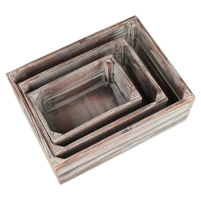 Europe Regional Feature Home Deco Unfinished Solid Pine Wooden Crates 3-Pack for Wine