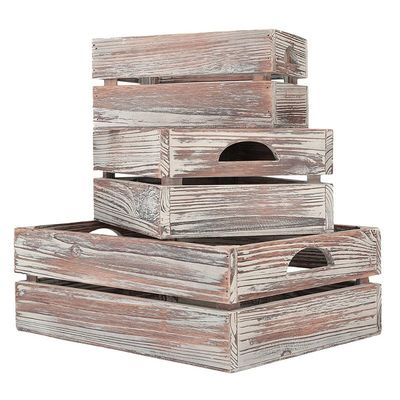 Europe Regional Feature Home Deco Unfinished Solid Pine Wooden Crates 3-Pack for Wine