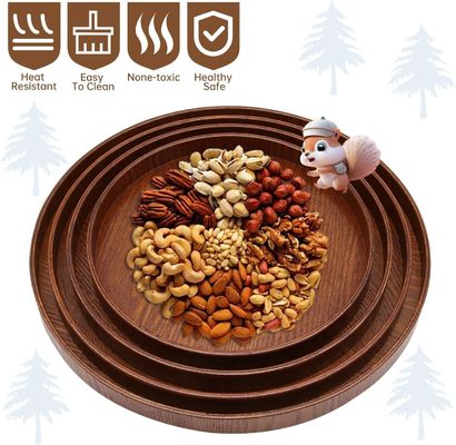 Wooden Plain Color Round Serving Tray 9.5 Inch Perfect for Home Decor or Coffee Table