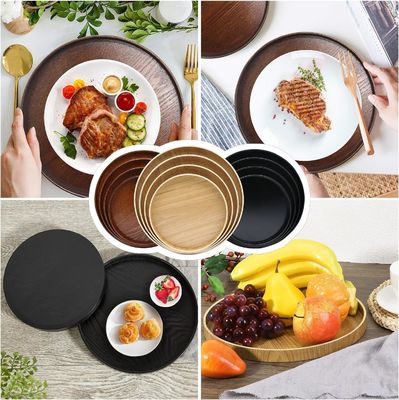 Wooden Plain Color Round Serving Tray 9.5 Inch Perfect for Home Decor or Coffee Table